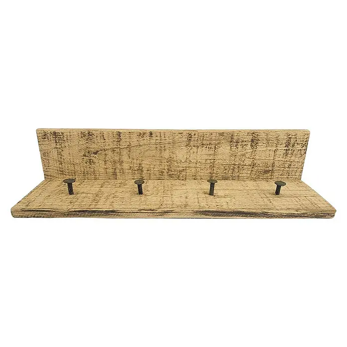 Kleiderhakenleiste Madeira - 19 x 70 cm, Holz - Rustikale Garderobe aus Holz mit vier Nägeln. Perfekt für Jacken, Hüte und andere Accessoires. Robuste Ausführung für den täglichen Gebrauch.