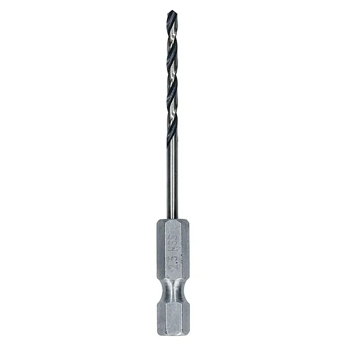 Bosch Metallbohrer PointTeQ - Durchmesser Bohrer: 2,5 mm - Nahaufnahme eines Spiralbohrers mit Sechskantschaft, ideal für präzise Bohrarbeiten.