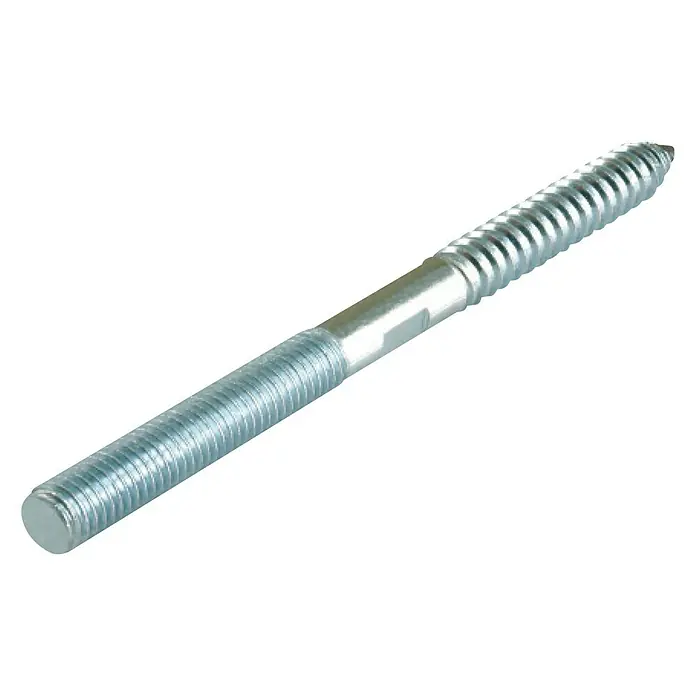 Suki Perno de doble rosca - Largo: 50 mm, M 5, Zincado - Tornillo de doble rosca con centro liso, ideal para conexiones de madera.