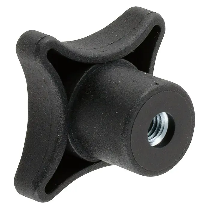 Suki Tuerca de mariposa tuerca de cruz - M 8 - Pomo de estrella negro con inserto metálico para una fijación segura y un manejo fácil. Ideal para diversas aplicaciones.