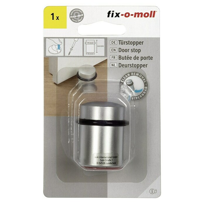 Fix-o-moll Deurstopper Metaal (Ø x h: 30 x 44 mm, Zilver/Zwart) | BAUHAUS