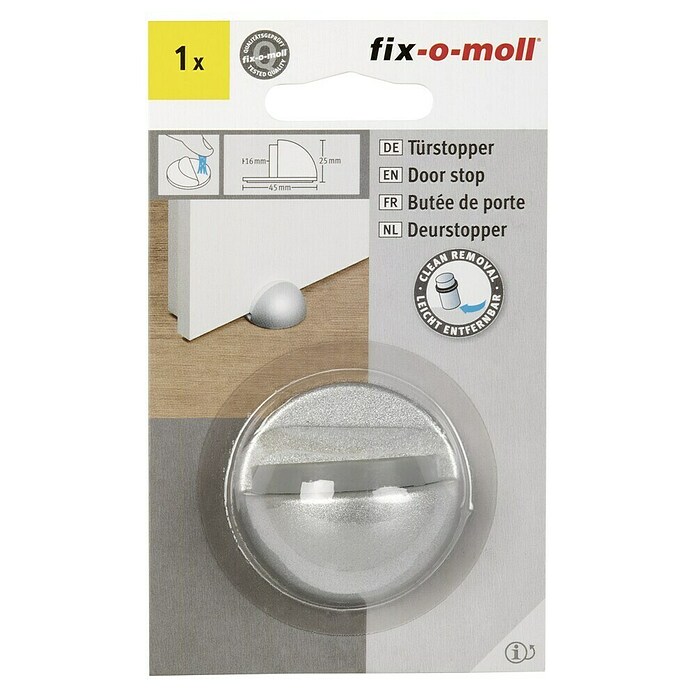 Fix-o-moll Deurstopper Metaal (Ø x h: 45 x 25 mm, Zilver) | BAUHAUS