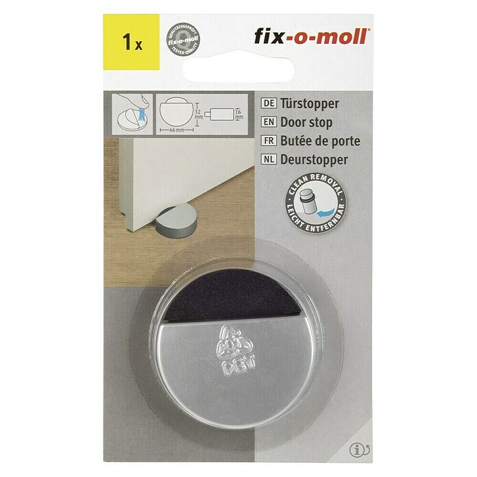 Fix-o-moll Deurstopper Mat (Ø x h: 46 x 16 mm, Zilver) | BAUHAUS