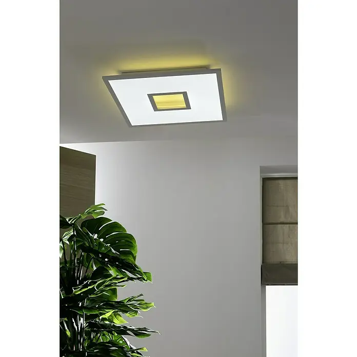 LED-Deckenleuchte Ellia - 24 W, L x B x H: 45 x 45 x 5 cm, Weiß, RGB - Moderne quadratische Deckenleuchte mit gelbem Licht in einem eleganten Design, das jeden Raum aufwertet.