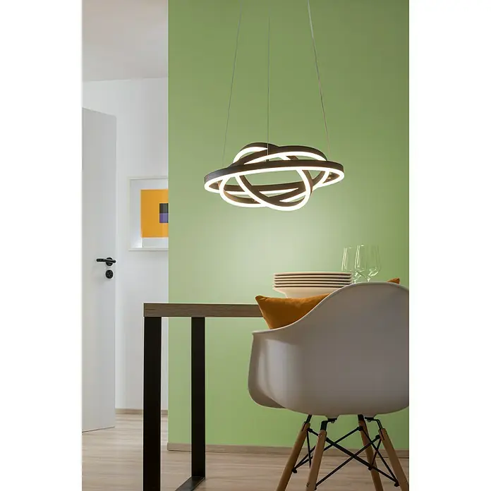 Lavida Ring LED-Pendelleuchte rund - 55 W, Ø x H: 50 x 120 cm, Schwarz, Mehrfarbig - Elegante LED-Hängeleuchte im modernen Design, die jeden Raum aufwertet. Perfekt für stilvolle Esszimmer oder Wohnbereiche mit indirektem Licht.