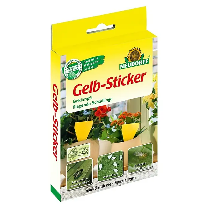 Neudorff Gelb-Sticker - 10 Stk. - Gelb-Sticker von Neudorff zur Schädlingsbekämpfung. Die Gelbtafeln locken fliegende Insekten an und fangen sie. Insektizidfreier Spezialleim.