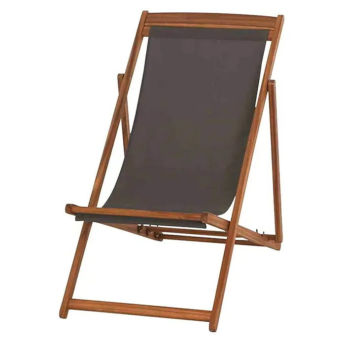 Siena Garden Garten-Liegestuhl Aviro - Grün - Ein stilvoller Holzliegestuhl mit grauem Stoffbezug. Ideal für Garten, Terrasse oder Balkon und für entspannte Stunden im Freien.