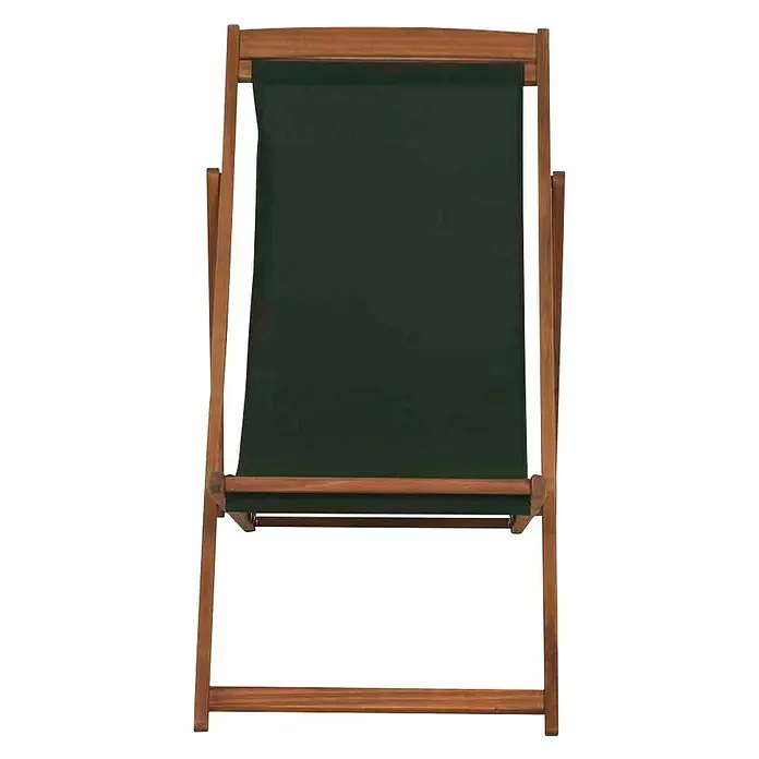 Siena Garden Garten-Liegestuhl Aviro - Grau - Ein hochformatiger, faltbarer Regiestuhl mit einem dunklen Sitzbezug und einem Holzrahmen. Er ist ein robustes und praktisches Möbelstück.