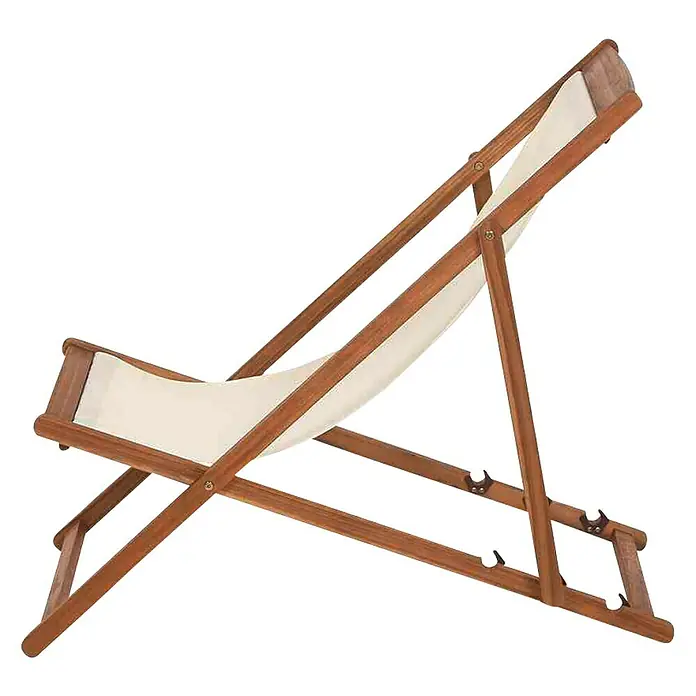 Siena Garden Garten-Liegestuhl Aviro - Ecru - Eine hölzerne Liege mit weißem Bezug, ideal für den Strand oder den Garten. Entspann dich stilvoll auf dieser bequemen Sonnenliege.