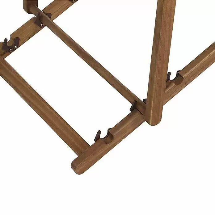 Siena Garden Garten-Liegestuhl Aviro - Grau - Brauner Holzrahmen einer Sonnenliege mit verstellbarem Neigungsmechanismus und gekerbten Stützen.