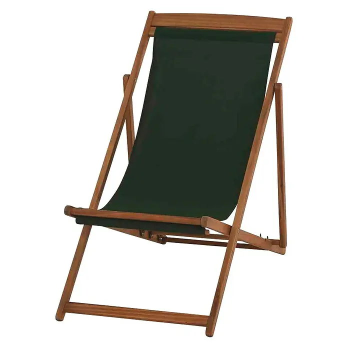 Siena Garden Garten-Liegestuhl Aviro - Grau - Ein stilvoller Liegestuhl mit Holzrahmen und dunkelgrünem Stoffbezug. Ideal für entspannte Stunden im Garten oder am Pool.