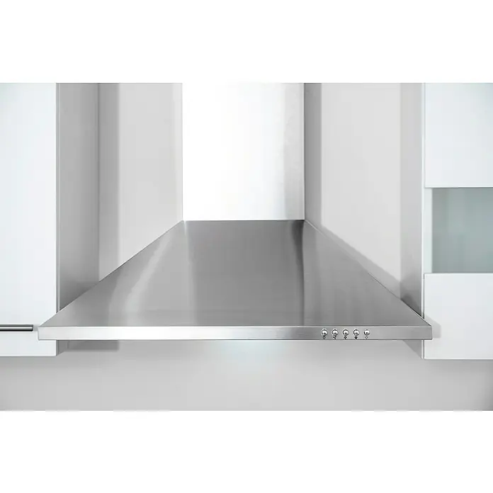 Respekta Singleküche Malia - Breite: 250 cm, Weiß, Dekor Arbeitsplatte: Holzoptik, Volumen Backofen: 60 l - Moderne Dunstabzugshaube aus Edelstahl mit Bedienknöpfen, integriert in eine helle Küchenzeile. Funktionales Design für stilvolle Küchen.