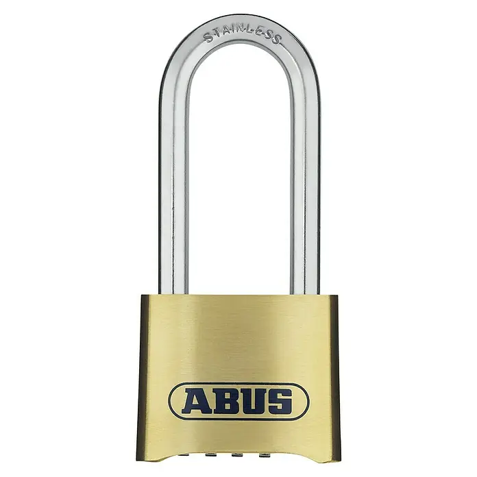 Abus Vorhängezahlenschloss 180IB/50 HB63 - B x L: 52 x 24 mm, Messing, Anzahl Zahlenrollen: 4 Stk., Messing - Abus Edelstahl Vorhängeschloss. Das Schloss ist aus Edelstahl gefertigt und hat ein robustes Design für erhöhte Sicherheit.