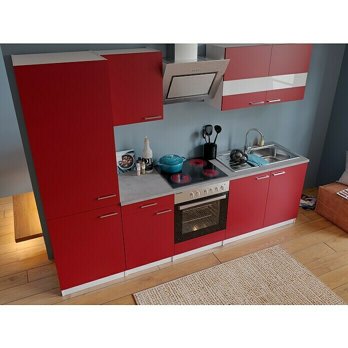 Respekta Küchenzeile KB270WRCGKE178 (Breite: 270 cm, Mit Elektrogeräten, Rot)