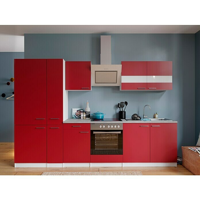 Respekta Küchenzeile KB300WRCGKE178 (Breite: 300 cm, Mit Elektrogeräten, Rot)