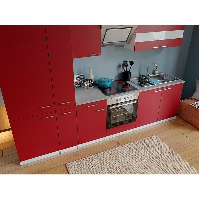 Respekta Küchenzeile KB300WRCGKE178 (Breite: 300 cm, Mit Elektrogeräten, Rot)