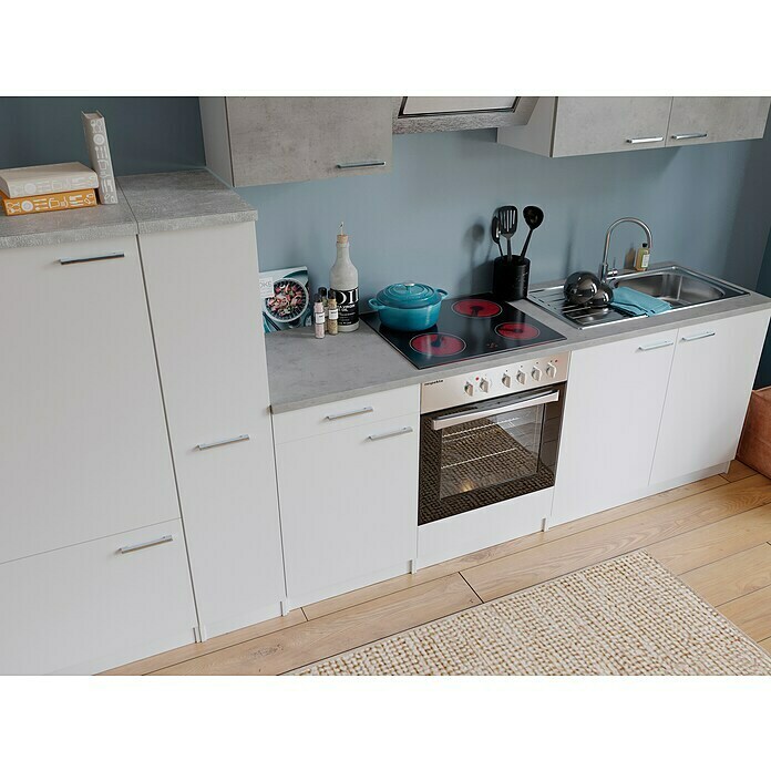 Respekta Küchenzeile (Breite: 300 cm, Mit Elektrogeräten, Weiß)
