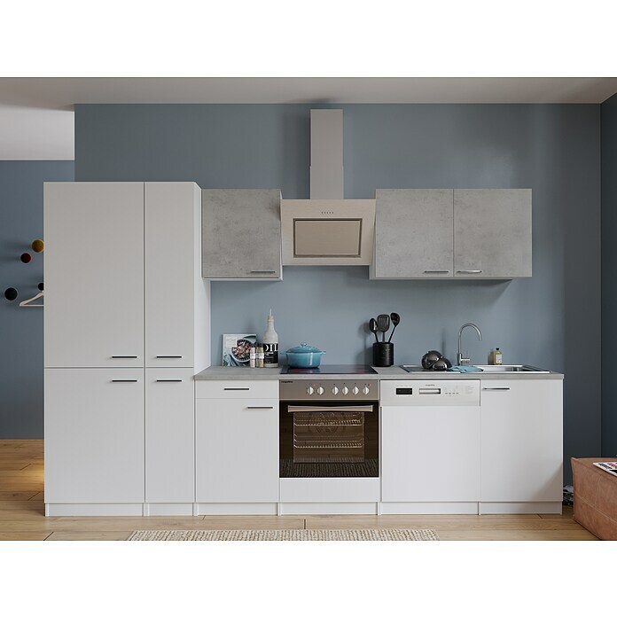 Respekta Composición de cocina (Ancho: 310 cm, Con dispositivos eléctricos, Blanco)