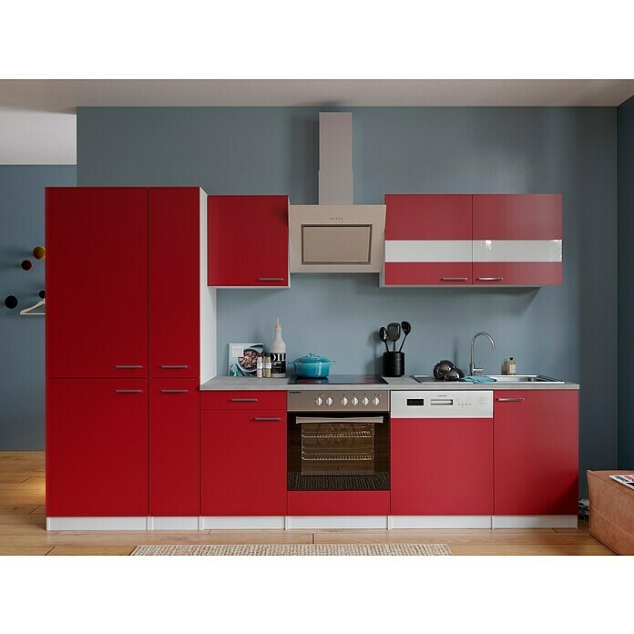 Respekta Küchenzeile KB310WRCGKE178 (Breite: 310 cm, Mit Elektrogeräten, Rot)