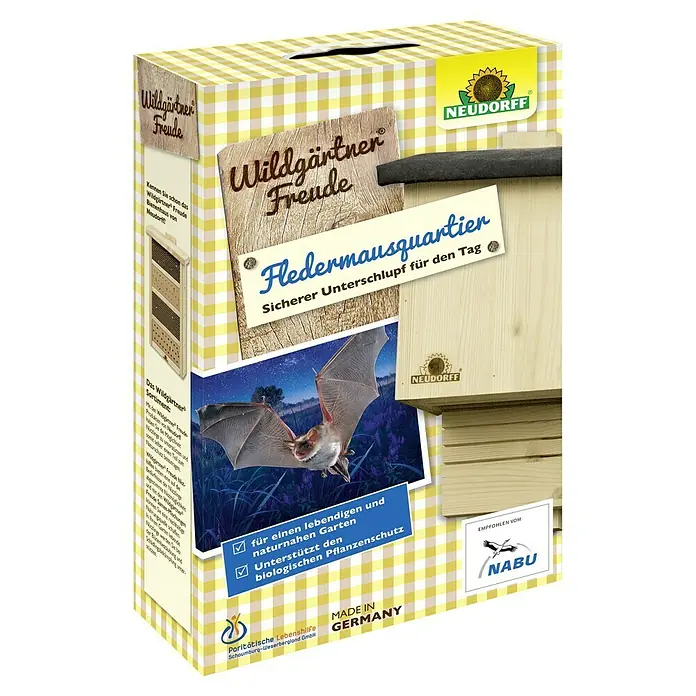 Neudorff Wildgärtner Freude Fledermauskasten - 8,5 x 28 x 43 cm - Das Neudorff Wildgärtner Freude Fledermausquartier bietet einen sicheren Unterschlupf für Fledermäuse und unterstützt den Pflanzenschutz.
