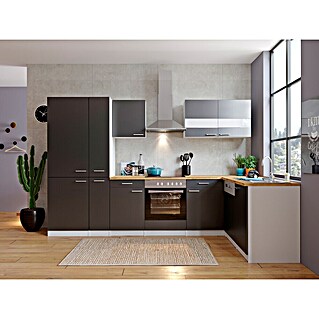 Respekta Winkelküche Malia Typ 4 (B x T: 310 x 172 cm, Grau, Mit Elektrogeräten)