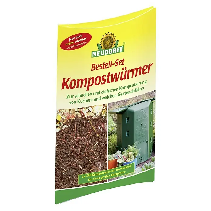 Neudorff Bestellkarte - Geeignet für: Kompost - Abbildung des Neudorff-Kompostwürmer-Bestellsets. Das Produkt ist für die schnelle und einfache Kompostierung konzipiert.