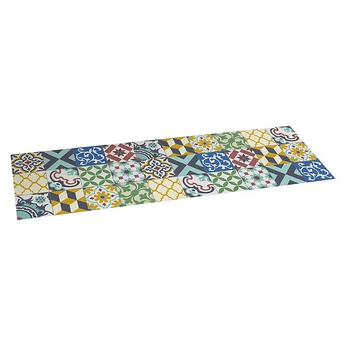 Alfombra de vinilo Croma Patch Colorista - Multicolor, 200 x 60 cm - Esta colorida alfombra de cocina con diseño de baldosas protege su suelo de salpicaduras y manchas. ¡Un complemento elegante y práctico para cualquier cocina!