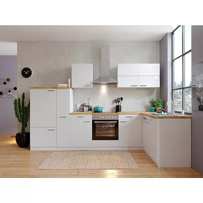Respekta Winkelküche Malia Typ 2 - B x T: 310 x 172 cm, Weiß, Mit Elektrogeräten - Stimmungsaufnahme