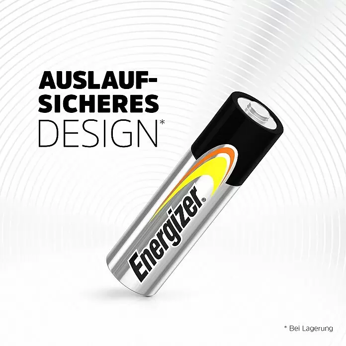 Energizer Batterie Micro AAA - 16 Stk., Micro AAA, 1,5 V - Silberne und schwarze Energizer-Batterie mit orange/gelbem Logo, die ihr auslaufsicheres Design hervorhebt.