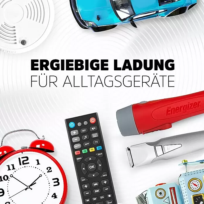 Energizer Batterie Micro AAA - 16 Stk., Micro AAA, 1,5 V - Alltagsgeräte wie Wecker, Fernbedienung, Taschenlampe und Rauchmelder mit Text "ERGIEBIGE LADUNG FÜR ALLTAGSGERÄTE".