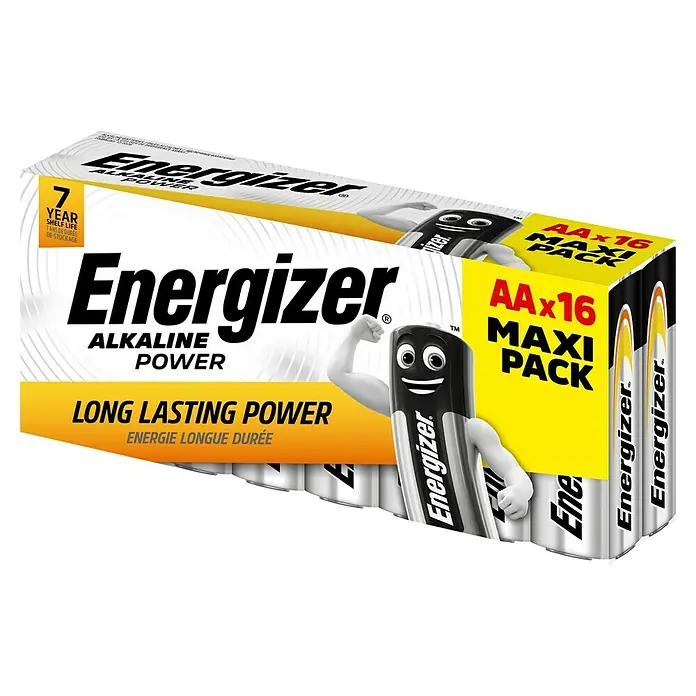 Energizer Batterie Classic AA - 16 Stk., Mignon AA, 1,5 V - Abbildung einer Packung Energizer AA x16 Alkaline-Batterien, die langanhaltende Leistung für Ihre Geräte bietet.