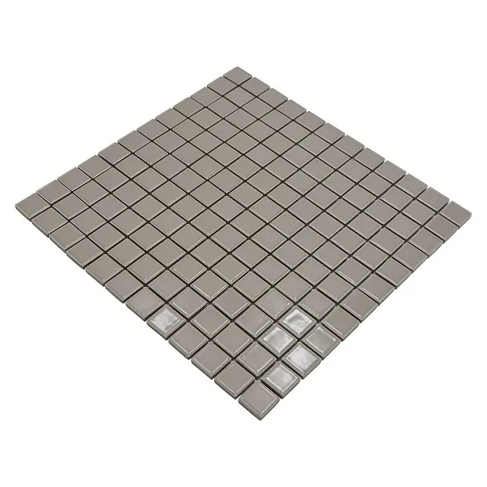 Mosaikfliese Quadrat Uni CG 184 - 29,8 x 29,8 cm, Beige/Braun, Glänzend - Quadratische, graue Mosaikfliesen, ideal für Badezimmer oder Küchen, bieten ein stilvolles und modernes Design.