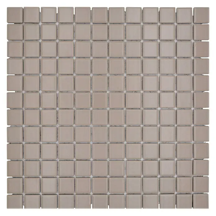 Mosaikfliese Quadrat Uni CG 194 - 29,8 x 29,8 cm, Beige/Braun, Matt - Nahaufnahme eines Mosaikfliesenmusters in einem neutralen Farbton, ideal für Küchen- oder Badprojekte.