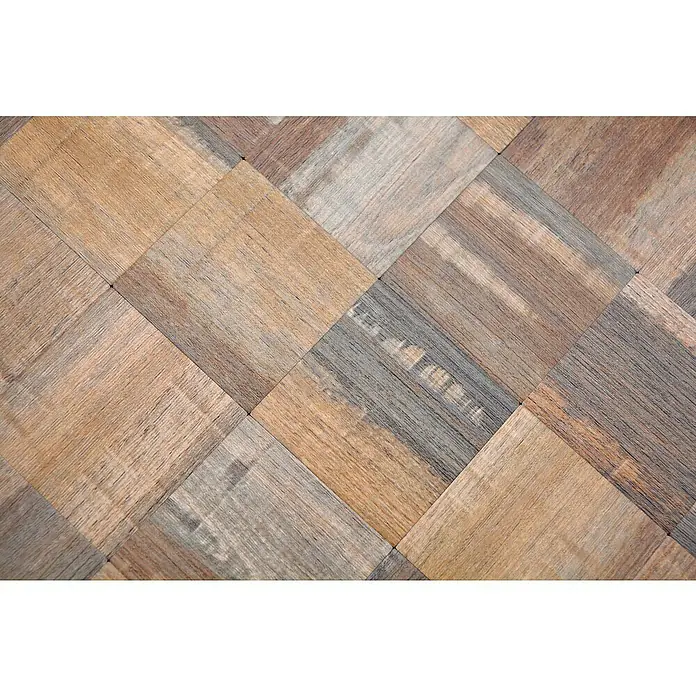 Selbstklebemosaik SAM 4MW99D - 30,5 x 30,5 cm, Braun, Matt - Elegante quadratische Holzböden im Fischgrätmuster, die Wärme und Stil in jeden Raum bringen. Die Holzmaserung sorgt für eine natürliche Note.