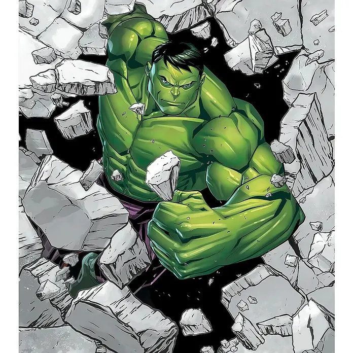 Komar Fototapete Hulk BreakerB x H: 250 x 280 cm, Vlies - Hulk durchbricht eine Wand, eine dynamische Darstellung seiner unglaublichen Kraft und seines unbezähmbaren Willens.