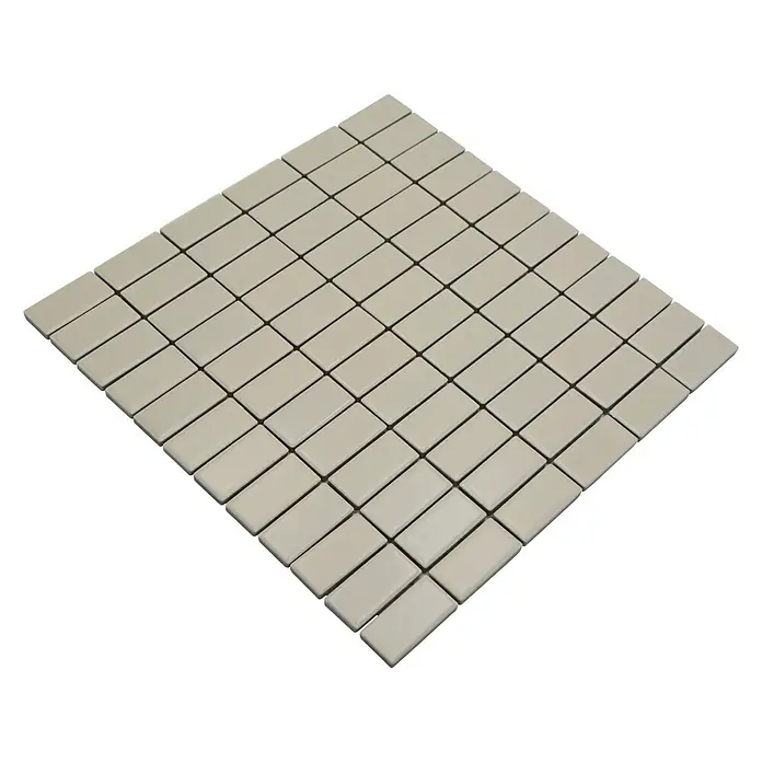 Mosaikfliese Stäbchen Uni ST 405 - 29,8 x 29,8 cm, Beige, Matt - Beige rechteckige Mosaikfliesen, die ein gleichmäßiges Muster bilden. Ideal für stilvolle Wand- und Bodengestaltungen im Innenbereich.