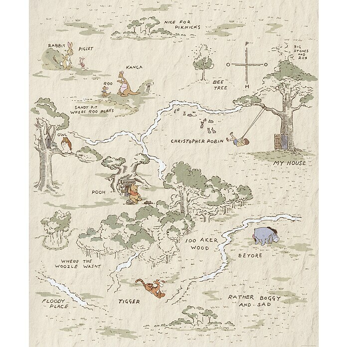 Komar Fototapete Winnie Pooh Map (B x H: 200 x 240 cm, Vlies) | BAUHAUS