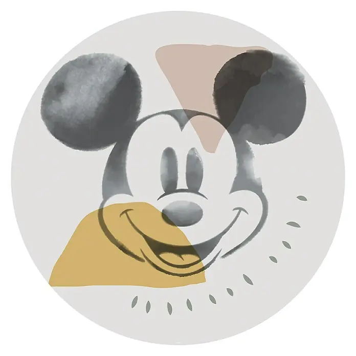Komar Fototapete rund Mickey Abstract - 128 cm, Selbstklebend - Illustration eines Mickey Mouse Logos im Aquarellstil. Abstraktes, modernes und doch zeitloses Design für Kinderzimmer oder Disney-Fans.