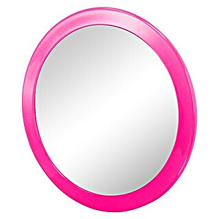 Espejo cosmético de ventosa (Diámetro: 15 cm, Redonda, Rosa, Aumento: 300 %)
