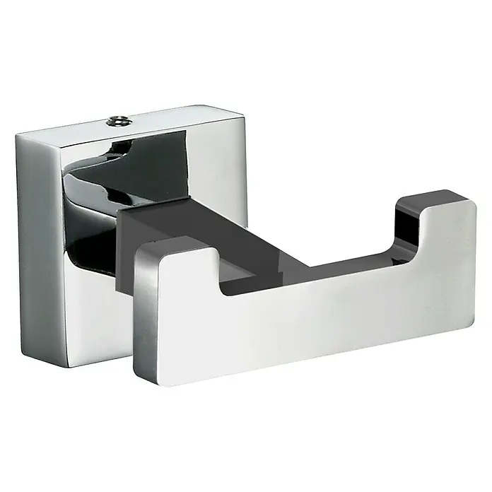 Tauro Baño Flat Colgador - Número de ganchos: 1 ud., Cromo, Resplandeciente - Elegante colgador doble de toallas cromado para baño. Un accesorio práctico y elegante.