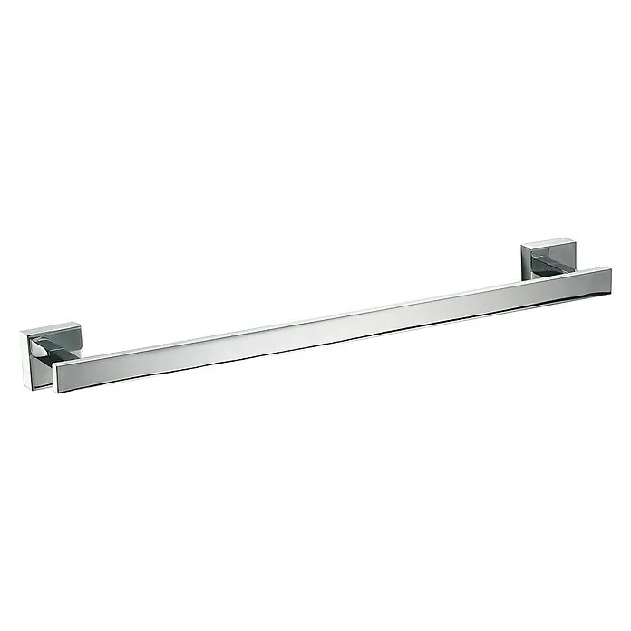 Tauro Baño Flat Toallero de barra - Largo: 45 cm, Cromo - Una elegante barra de toalla cromada con soportes de montaje cuadrados, un accesorio de baño moderno y funcional.
