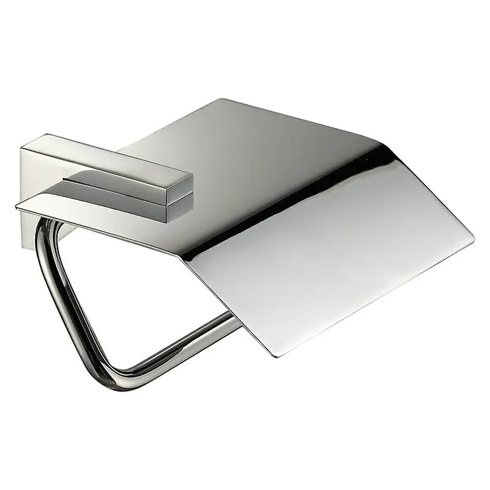 Tauro Baño Glass Portarollos de papel higiénico - Cromo - Elegante portarrollos de papel higiénico de cromo pulido. El diseño atemporal encaja perfectamente en baños modernos y ofrece un almacenamiento elegante.