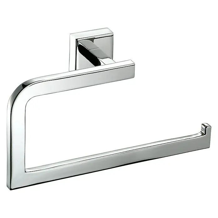 Tauro Baño Flat Toallero de anilla - Cromo, Resplandeciente - Toallero de cromo para el baño para guardar toallas, con un acabado brillante y un diseño moderno.