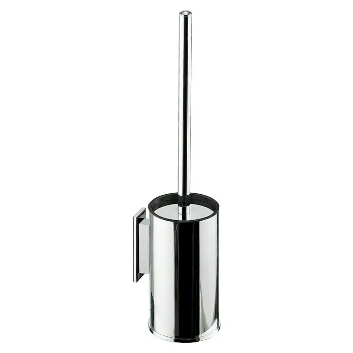 Tauro Baño Steel Escobillero / Brass - Acero inoxidable, Cromo - Este artículo es un elegante juego de escobilla de baño cromada pulida con montaje en pared, perfecto para baños modernos.