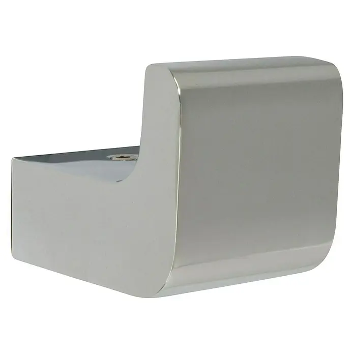 Tauro Baño Bluss Colgador - Número de ganchos: 1 ud., Cromo, Brillante - Primer plano de un gancho de pared cromado con bordes redondeados, ideal para baño o cocina. Construcción sólida y diseño moderno.