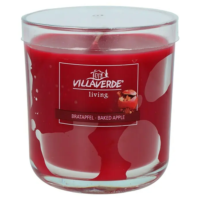 Duftkerze im Glas - Bratapfel, Ø x H: 8 x 8 cm - Villlaverde Duftkerze Bratapfel im Glas mit Deckel. Die rote Kerze verströmt einen weihnachtlichen Duft und sorgt für eine gemütliche Atmosphäre.