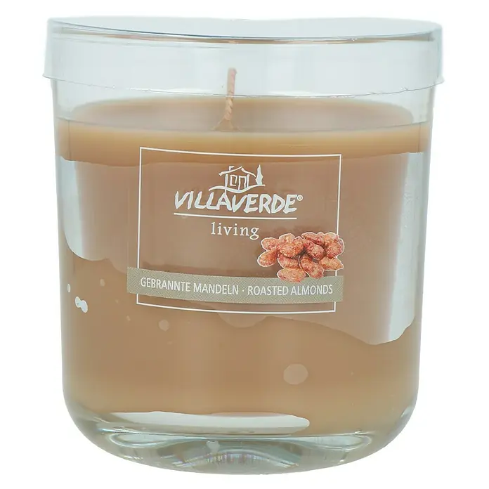 Duftkerze im Glas - Gebrannte Mandeln, Ø x H: 8 x 8 cm - Duftkerze „Gebrannte Mandeln“ von Villaverde Living im Glas mit transparentem Deckel. Aromatisches Dufterlebnis für Ihr Zuhause.
