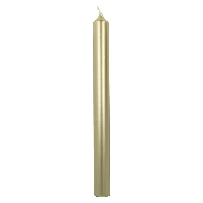 Stabkerzen-Set - 4 Stk., Ø x H: 2,2 x 25 cm, Gold - Abgebildete goldene Tafelkerze, die Eleganz und Wärme ausstrahlt. Sie ist ideal für festliche Anlässe und schafft eine stimmungsvolle Atmosphäre.