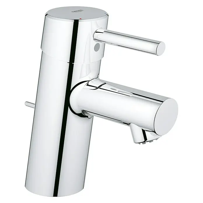 Grohe Concetto Waschtischarmatur S-Size - Niederdruck, Chrom, Glänzend - Nahaufnahme eines eleganten Grohe Waschtischarmatur mit verchromter Oberfläche, die modernes Design und Funktionalität vereint.