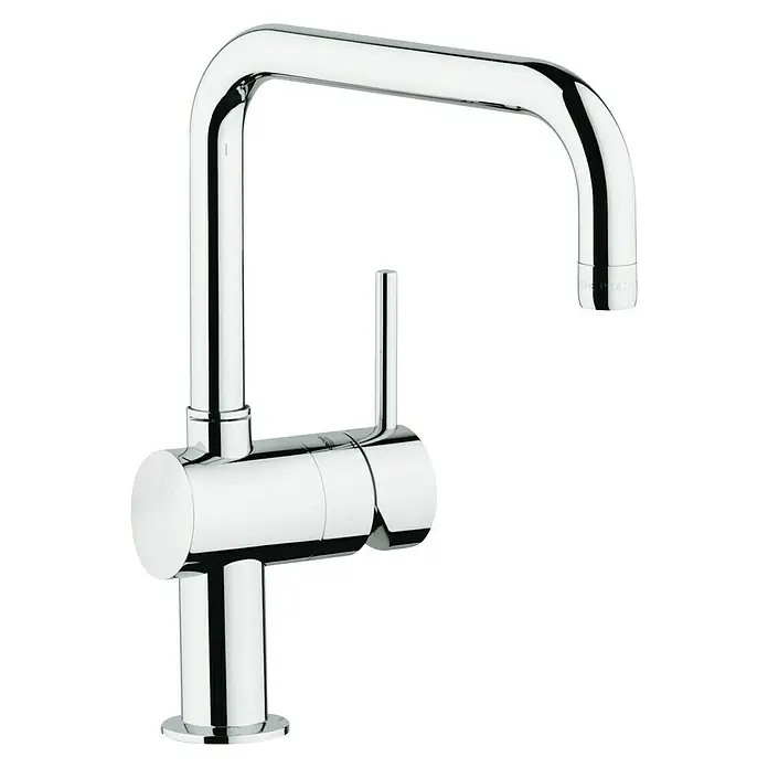 Grohe Spültischarmatur Minta - U-Auslauf, Chrom, Glänzend, Schwenkbar - Ein glänzender, moderner Wasserhahn mit eckigem Auslauf und Hebel, ideal für jede moderne Küche oder Bad.